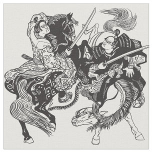 Combat over Japanse samurai-strijders Fabric Stof