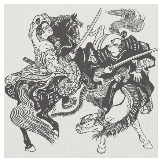 Combat over Japanse samurai-strijders Fabric Stof (Close Up)