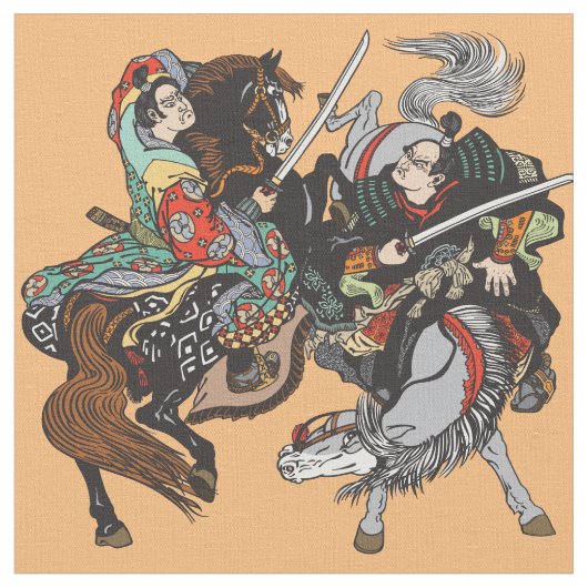 Combat over Japanse samurai-strijders Fabric Stof (Close Up)