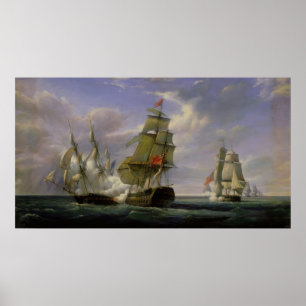 Combat tussen het Franse "La Canonniere" Poster