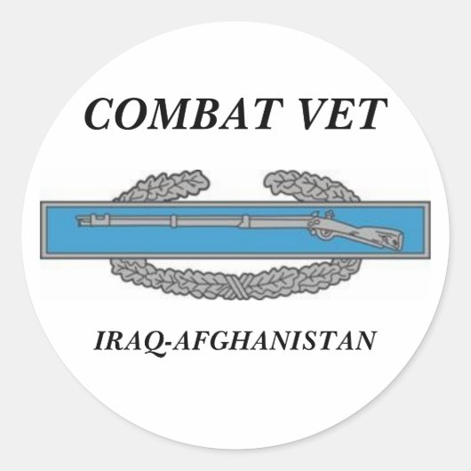 CombatInfBadge1Awd, COMBAT VET, IRAK-AFGHANISTAN Ronde Sticker (Voorkant)