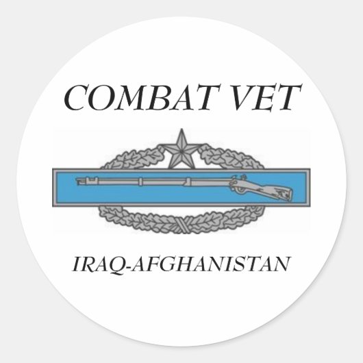 CombatInfBadge2Awd, COMBAT VET, IRAK-AFGHANISTAN Ronde Sticker (Voorkant)