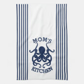 Combinatie van marineblauw en wit octopus en strip theedoek (Verticaal)