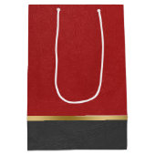 Combinatie van rood en zwart kunstleder medium cadeauzakje (Achterkant)