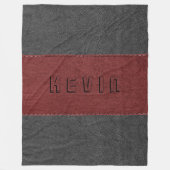 Combinatie van rood en zwart leer fleece deken (Voorkant)