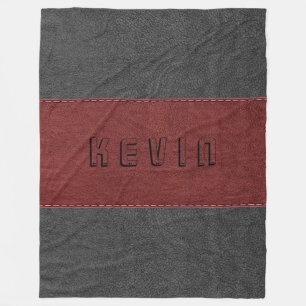 Combinatie van rood en zwart leer fleece deken
