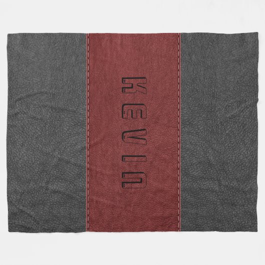 Combinatie van rood en zwart leer fleece deken (Voorkant (Horizontaal))