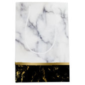 Combinatie witte en zwarte faux marmer medium cadeauzakje (Voorkant)