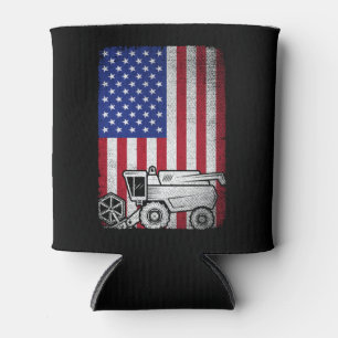 Combineer Harvester Amerikaanse vlag Boer Landbouw Blikjeskoeler