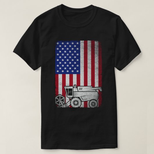 Combineer Harvester Amerikaanse vlag Boer Landbouw T-shirt (Design voorkant)