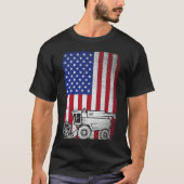 Combineer Harvester Amerikaanse vlag Boer Landbouw T-shirt (Voorkant)