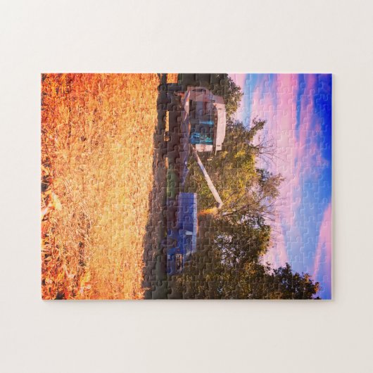 Combineer tijdens de oogst van Herfst Legpuzzel (Horizontaal)