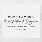 Combineert goed met een bachelor's degree Afstuder Sparkling Wijnetiket (Enkel label)