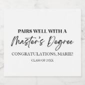 Combineert goed met een master's degree Afstuderen Sparkling Wijnetiket (Enkel label)