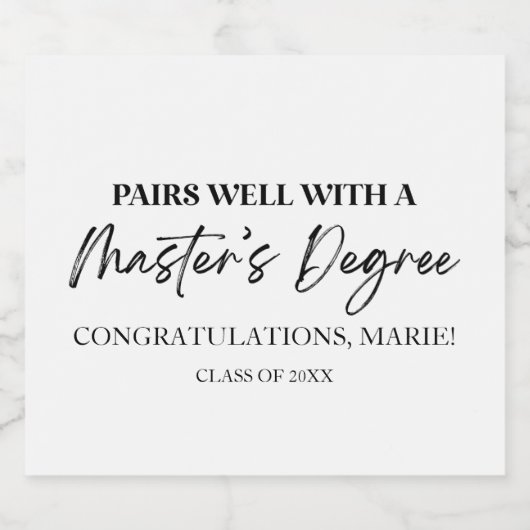 Combineert goed met een master's degree Afstuderen Sparkling Wijnetiket (Enkel label)