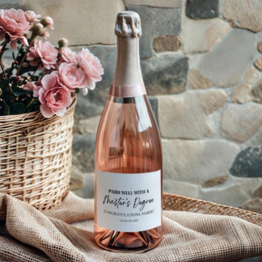 Combineert goed met een master's degree Afstuderen Sparkling Wijnetiket