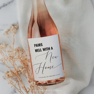 Combineert goed met een nieuw Home Housewarming ca Wijn Etiket