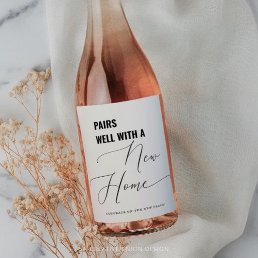 Combineert goed met een nieuw Home Housewarming ca Wijn Etiket