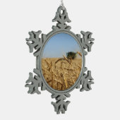 Combineren in Wheat field Tin Sneeuwvlok Ornament (Links)