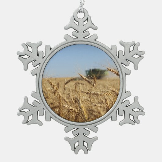Combineren in Wheat field Tin Sneeuwvlok Ornament (Voorkant)