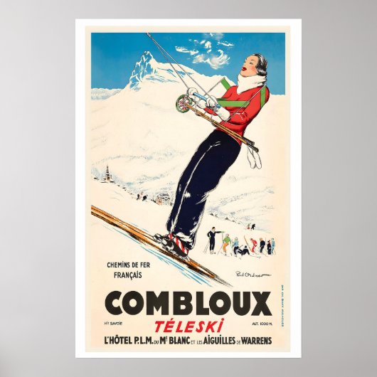 Comblou Ski Lift Frankrijk Vintage Ski Poster (Voorkant)