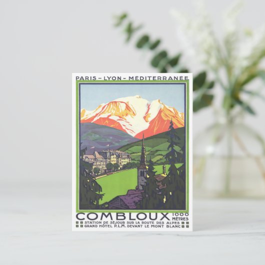 Combloux France vintage-reis Briefkaart (Staand voorkant)