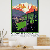 Combloux in de zomer, Frankrijk, vintage reis Poster (Keuken)