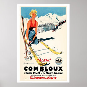 Combloux, kabelbaan van Megève, Frankrijk Antiek Poster