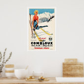 Combloux, kabelbaan van Megève, Frankrijk Antiek Poster (Keuken)