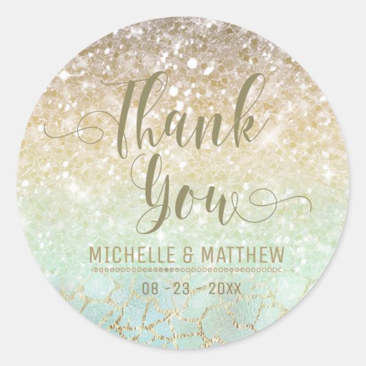 Combo Glitter gradiënt Opal Gold ID435 Ronde Sticker (Voorkant)