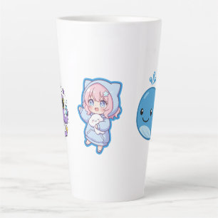 Combo Kawaii Anime, Cute Blauwe Walvis en Octo-Vib Latte Mok