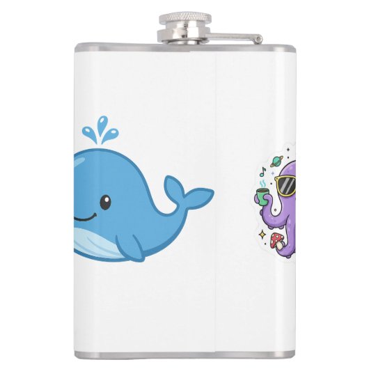 Combo Kawaii Anime, Cute Blue Whale and Octo-Vibes Heupfles (Achterkant)