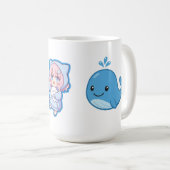 Combo Kawaii Anime, Cute Blue Whale and Octo-Vibes Koffiemok (Voorkant rechts)