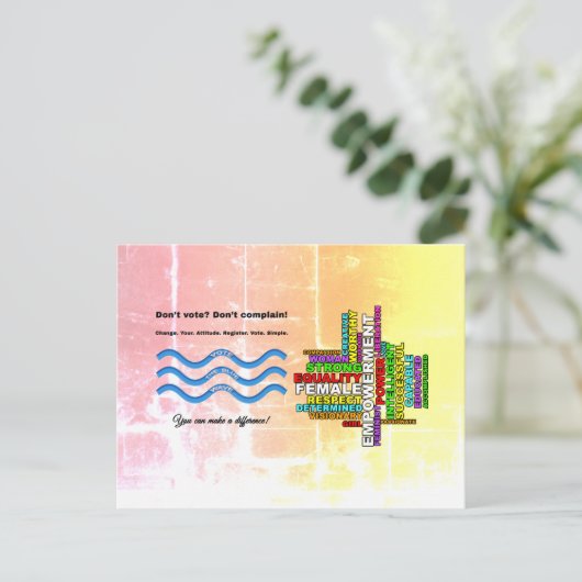 Combo niet stemmen, niet klagen; sterke vrouwen briefkaart (Staand voorkant)
