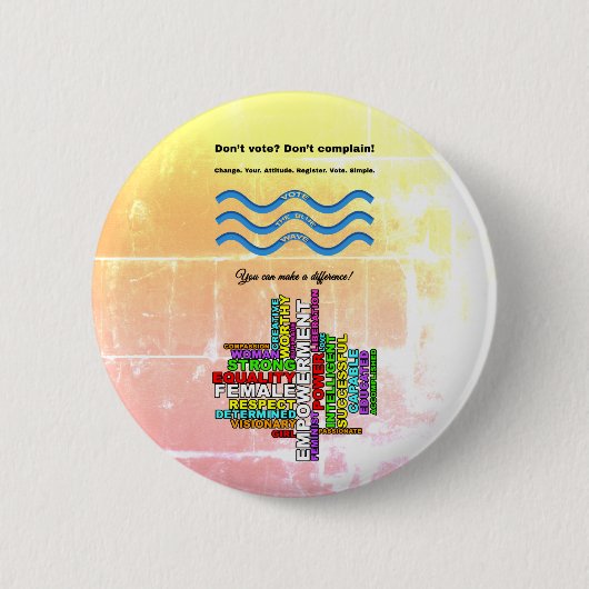 Combo Vote Blue Strong Women Word Cloud Ronde Button 5,7 Cm (Voorkant)