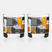 Combo Zwart/Sinaasappel Modern Art Print Whisky Glas (Achterkant)