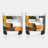 Combo Zwart/Sinaasappel Modern Art Print Whisky Glas (Rechts)