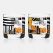 Combo Zwart/Sinaasappel Modern Art Print Whisky Glas (Links)