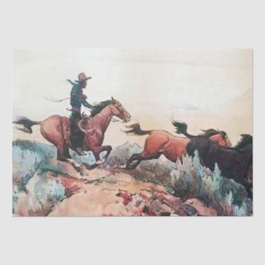 “Come A-Runnin” Western Art door Maynard Dixon Tissuepapier (Voorkant)