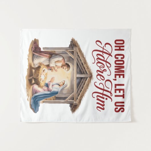 Come Adore Him Tapestry Wandkleed (Voorkant (horizontaal))