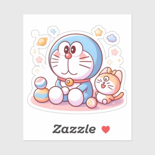 Come Come Cat And Doraemon Sticker (Vel)