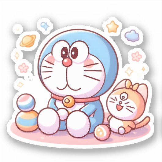 Come Come Cat And Doraemon Sticker (Voorkant)