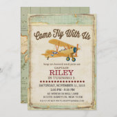 Come Fly Verjaardag Vliegtuig Reis Uitnodiging (Voorkant / Achterkant)