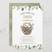 Come Hang Out Sloth Party Birthday  Kaart (Voorkant / Achterkant)