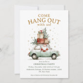 Come hang out Whimsical Santa car Christmas Party Kaart (Voorkant)