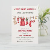 Come Hang With Us Funny Christmas Party Invitation Kaart (Staand voorkant)