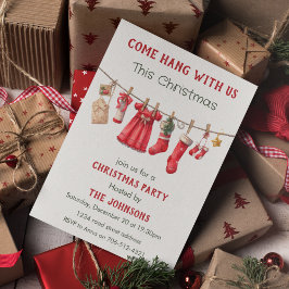 Come Hang With Us Funny Christmas Party Invitation Kaart