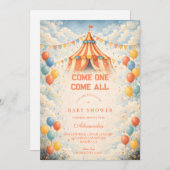 Come One Come All Circus Baby Shower Kaart (Voorkant / Achterkant)