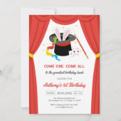 Come One Come All Circus Boy Birthday Invitation Kaart (Voorkant)