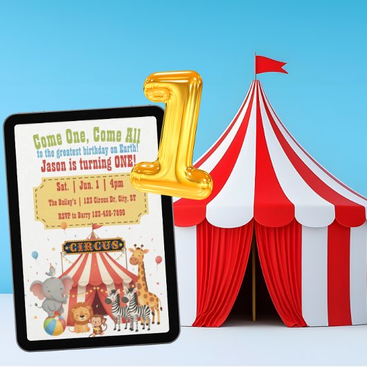 Come One, Come All, Greatest 1st Circus Birthday Kaart